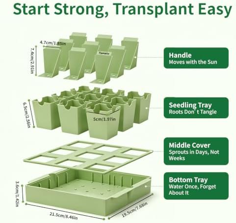 Seed Starter Tray with Handles Easy Transplant 9 Cells - Image 2