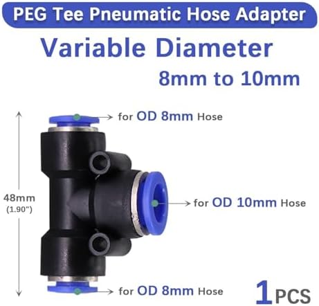 For Variable Diameter For Tee Hose Adapter Slip Lock For Pneumatic Tube Fittings For Quick Insert For DIY For Garden Irrigation For Connect Repair 1 Pcs/5 Pcs(PEG 8mm to 10mm,5 pcs) - Image 2