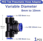 For Variable Diameter For Tee Hose Adapter Slip Lock For Pneumatic Tube Fittings For Quick Insert For DIY For Garden Irrigation For Connect Repair 1 Pcs/5 Pcs(PEG 8mm to 10mm,5 pcs) - Image 2