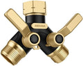 Hose Splitter 2 Way Heavy Duty, Garden Hose Splitter- Full Metal Body Y Type with Dual Shut Off Valves, 3/4" Standard Threads, Leak-Proof Dual Outlet Splitter for Sprinklers and Irrigation Systems by ANDVANA