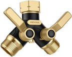 Hose Splitter 2 Way Heavy Duty, Garden Hose Splitter- Full Metal Body Y Type with Dual Shut Off Valves, 3/4" Standard Threads, Leak-Proof Dual Outlet Splitter for Sprinklers and Irrigation Systems by ANDVANA