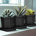 LWALRS Square Plant Saucer 18 Inch 2 Pack, Plastic Plant Saucer, Garden Large Deep Plant Trays for Pots, Heavy Duty Plant Pot Saucers, Planters for Indoors and Outdoors Plants Black. - Image 3