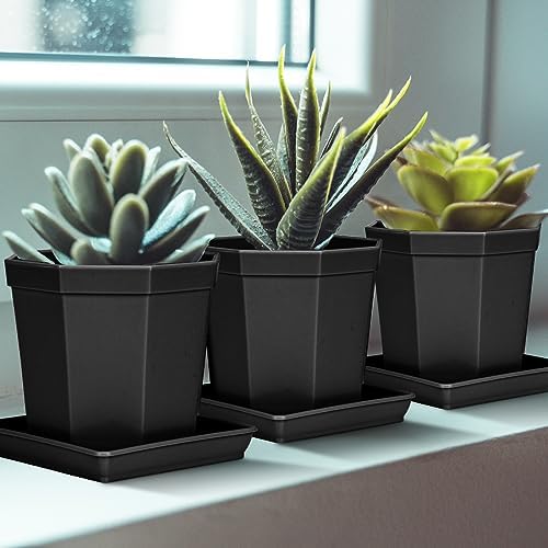 LWALRS Square Plant Saucer 18 Inch 2 Pack, Plastic Plant Saucer, Garden Large Deep Plant Trays for Pots, Heavy Duty Plant Pot Saucers, Planters for Indoors and Outdoors Plants Black. - Image 3