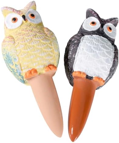 Pack of 4 Large Owl Shaped Ceramic Plant Watering Stakes Automatic Drip Irrigation Spikes for Indoor Outdoor Garden Deco - Image 4