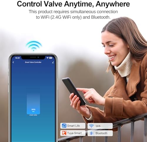 WIFI & Bluetooth Smart Water Valve, DN15 Ball Brass Valve, WIFI Control Water Shutoff Valves Compatible With Alexa, Google and Application Program iOS/Android, Only 2.4GHZ WiFi(1/2") - Image 4