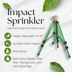 Tripod Sprinkler on Stand, Heavy Duty Impact Lawn Sprinkler 360° Coverage, Large Area Irrigation for Garden & Yard, Adjustable 16"-37" Height, Tripod Sprinkler System — 1-Pack CWS105201 - Image 3