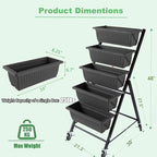Homdox 5-Tier Elevated Garden Bed with Lockable Caster Wheels - Freestanding Vertical Raised Bed with 5 Garden Planter Boxes- Perfect to Grow Vegetables Herbs Flowers Indoor(Black) - Image 6