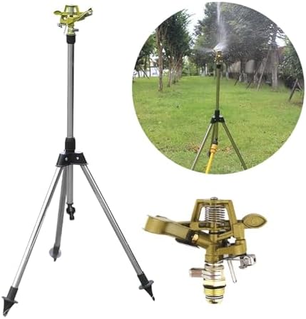 Lawn Rocker Nozzle Impact Sprinkler on Spike Base Zinc Alloy Water Universal Connector with Brass Head(Tripod Base) - Image 3