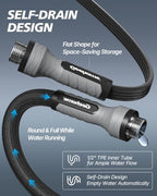 Flat Garden Hose 100FT, Seamless Woven Water Hose with Flexible TPE Inner Tube, Lightweight Compact Design, Standard 3/4 in. GHT Fittings for Outdoor Watering, Cleaning and Yard Use - Image 4