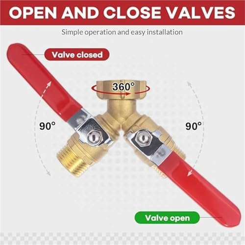 Hose Splitter 2 Way Heavy Duty Brass Garden Outdoor Full Flow Connector,Y Valve 3/4 Inch GHT Thread - Image 5