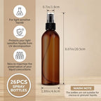 Fumusae 26 Pcs 8 oz Spray Bottles Fine Mist Cleaning Bottles, Amber Empty Plastic Travel Sprayer, Refillable Liquid Containers for Liquid Hair Oil Shampoo Lotion (8 oz,Amber) - Image 2