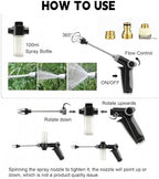 Jet Nozzle Pressure Washer-Turn Any Hose Into High-Pressure Water Cleaning Jet,Rotating Nozzle with 3 Spray Modes and Can Control The Flow of Water for garden hose,Patio, Car (Three-Metal Connectors) - Image 3