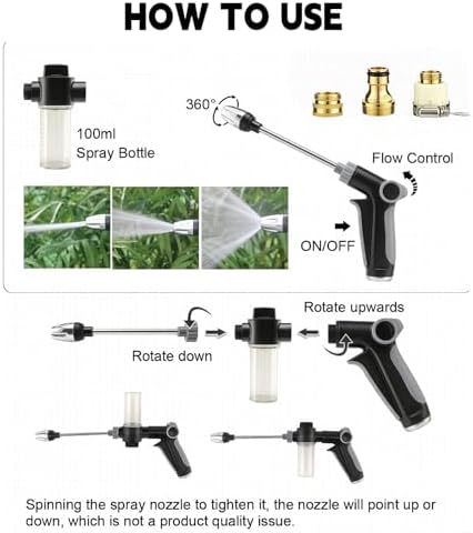 Jet Nozzle Pressure Washer-Turn Any Hose Into High-Pressure Water Cleaning Jet,Rotating Nozzle with 3 Spray Modes and Can Control The Flow of Water for Garden Hose,Patio, Car (Complete Set) - Image 3