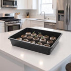 Kisangel 2 Set Flat Seed Starter Trays with Bottom Watering Trays for Vegetable & Wheatgrass Sprouting, Stackable Black Plastic Nursery Flats, 14.6 x 12 Inches - Image 7