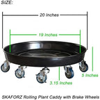 Rolling Planter Caddy(570lbs Capacity), Heavy Duty Metal Plant Stand with Brake Wheels Plant Dolly Mover Plant Pot Tray Saucer for Indoor Outdoor 20 Inches Black - Image 2
