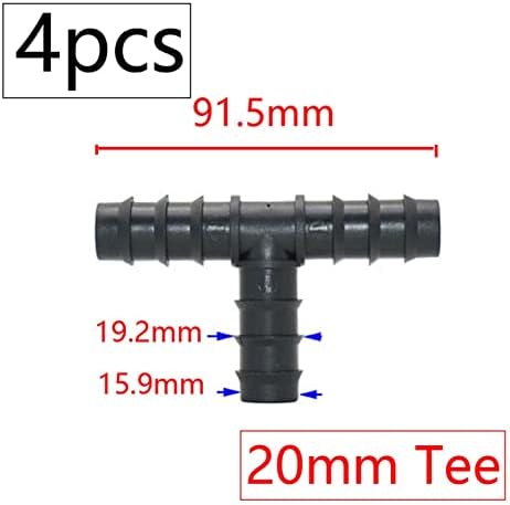 Hose Fittings Drip Irrigation 16/20/25mm Tube Barb Fittings Connector Tee Elbow Connector Cap Plug End Kit 1/2 Inch Tubing Hose Garden (Color : Silver) - Image 6