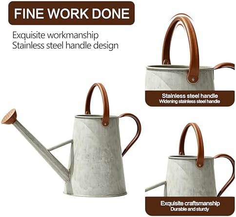 1.5 Gallon Metal Watering Can for Outdoor Plants, Watering Can, Cream Zinc - Image 4