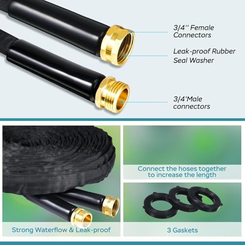 Garden Hose 100ft, Ultra-Light Garden Hoses, Flexible Water Hose 100ft, Burst-Resistant, Kink-Free, High-Pressure, All-Weather Use for Lawns, Gardens, and Outdoor Cleaning Waterhose - Image 3