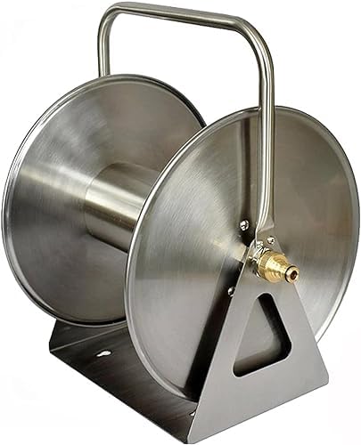 Stainless Steel Garden Hose Reel - Wall/Floor Mounted Metal Water Hose Holder Heavy Duty Portable Outdoor Water Hose Reel for Lawn & Car Washing Storage by Unknown