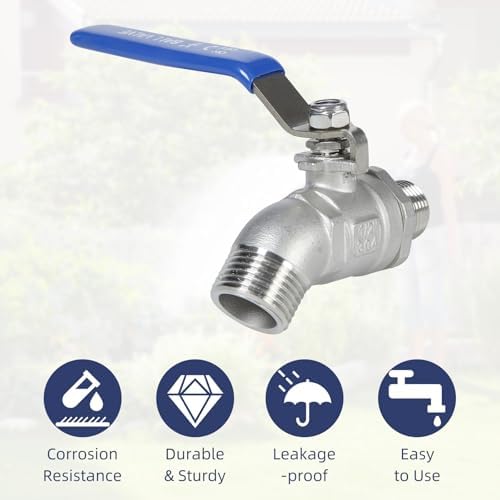 5 Pack Garden Hose Bib Stainless Steel Water Spigot 1/2" Male NPT Inlet x 3/4" Male GHT Threaded High Flow Faucet Outdoor Spigot (1/2" x 3/4") - Image 5