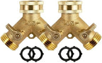 3/4 Inch 2 Way Brass Garden Hose Splitter Y-Type Tap Watering Connector Distributor for Outdoor Faucet 1/2/3 Set for Water Faucet & Spigot(Brass 2pcs) by Unknown