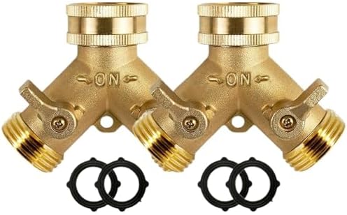 3/4 Inch 2 Way Brass Garden Hose Splitter Y-Type Tap Watering Connector Distributor for Outdoor Faucet 1/2/3 Set for Water Faucet & Spigot(Brass 2pcs) by Unknown