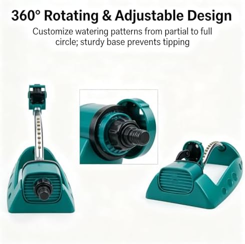 Osillating Lawn Sprinkler, 360° Automatic Rotating Garden Water Sprinkler for Yard Lawn Vegetable Garden Patio Irrigation(30m) - Image 4