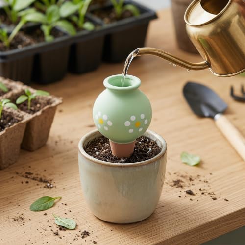 Kisangel 4pcs Terracotta Self-Watering Stakes for Potted Plants and Houseplants, Jar Shape Automatic Irrigation Spikes, Easy Maintenance and Prevent Root Rot, for Small Potted Plant - Image 6