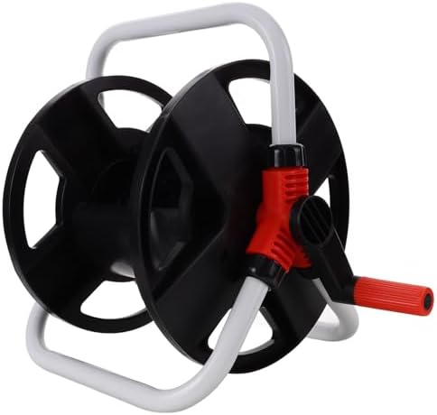 FENICAL Freestanding Garden Hose Reel with Water Gun Holder Black Sturdy Hose Storage Rack for Outdoor Lawn and Patio for Home Watering by FENICAL
