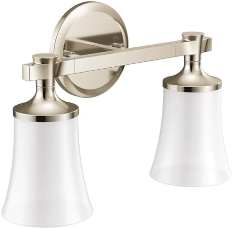 Moen YB0362NL Flara 2-Light Dual-Mount Bath Bathroom Vanity Light Fixture with Frosted Glass, Polished Nickel by Unknown