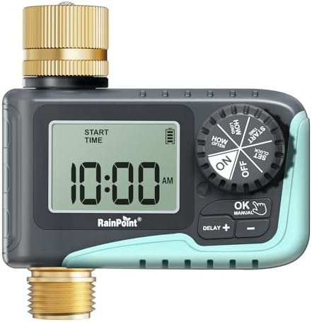 RAINPOINT Sprinkler Timer with Brass Inlet & Outlet, Programmable Hose Timer for Garden Soaker Hose, Water Timer with Rain Delay/Manual Watering System, Digital Drip Irrigation Timer for Yard, Lawn - Image 3