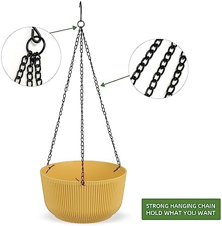 Dexceder 9.8 Inch Self Watering Hanging Planter (2 Pack, Yellow) - Image 5