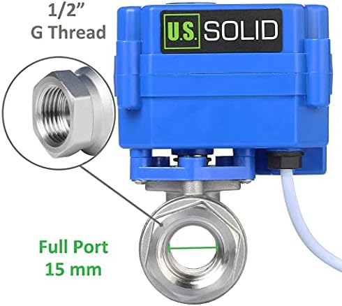 Motorized Ball Valve 1/2 in U.S. Solid 304 Stainless Steel NSF Certified 85-265V AC 2 Wire Auto Return Normally Closed Electric Actuated NPT - Image 5
