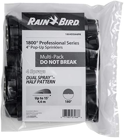 Rain Bird 1804DSH4PK Pro Dual Spray Pop-Up, Half, 8-15 Feet, 4", 4-Pack - Image 4