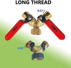 HQMPC Garden Hose Y Valve Splitter Brass Hose Splitter With Stainless Steel Long Handle Brass Garden Hose Adapter 2 Way Y Valve 3/4" GHT Thread 2pcs - Image 5