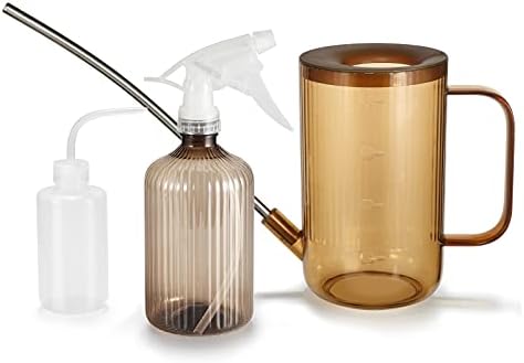 Watering Can Indoor Plants Small Watering Can Set w/Spray Bottle, Squeeze Bottle, Soil Moisture Meter(Amber) - Image 2