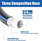 Besiter Heavy Duty Garden Hose 5/8" 50FT: Flexible Rubber Water Hose with 10 Function Sprayer - Leakproof Hose Male to Female Fittings - Durable Hose for Yard, Lawn, Car Wash, Outdoor, Watering - Image 5