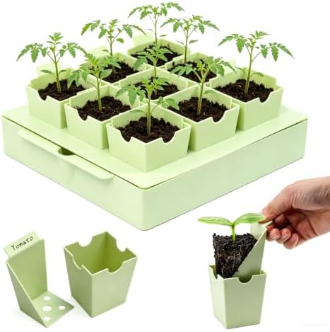 Seed Starter Tray with Handles Easy Transplant 9 Cells by Dkovnck
