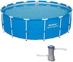 Bestway 15 Foot x 48 Inch Durable Steel Pro Frame Above Ground Pool with Repair Patch Kit and FlowClear 1000 GPH Cartridge Filter Pump by Bestway