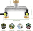 Water Tap Splitter, Garden Hose Splitter 3/4 inch 2 Way Zinc Alloy Silver - Image 2