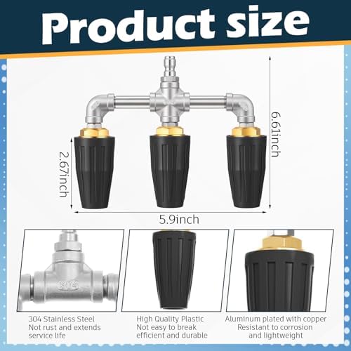 3-in-1 Turbo Nozzle Pressure Washer 4000 PSI 360° Rotating Turbo Nozzle with 1/4" Quick Connector 2.5 Orifice Tips (Black) - Image 2