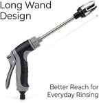 Long Wand Hose Nozzle Sprayer with Foam Bottle, Adjustable Water Spray Gun with 6 Adapters, Trigger Lock and Rubber Grip for Car Wash, Garden Watering and Outdoor Use, 1 Pack - Image 4