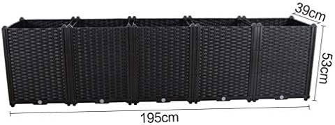 Hershii Plastic Raised Garden Bed Planter Kit DIY Indoor Outdoor Rectangular Vegetable Herb Flowers Planting Extra Deep Container Box Gardening Decoration Gift for Patios, Lawn, Yard, Porch - Black - Image 2
