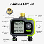 Sprinkler Timer, Brass Inlet Programmable Watering Timer for Garden Hose Fits 3/4” US Faucet, Outdoor Auto& Manual Hose Timer w/Rain Delay& Lock, Dirp Irrigation for Lawn, Yard, 2 Outlets - Image 3