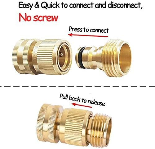 HQMPC Garden Hose Quick Connect Solid Brass Hose Quick Fitting Easy For Garden Watering No-Leak 3/4 inch GHT (6 Sets) - Image 3