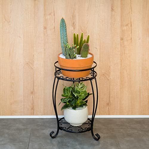 FaithLand 2 Tier Plant Stand and 2-Pack 8 Inch Self Watering Pots Bundle - Image 4