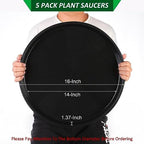 PATIKIL 5 Pack Plastic Plant Saucer, 16 Inch Plant Tray for Pots Round Plant Dish Plant Drip Trays Water Tray for Indoors Outdoors Garden, Black - Image 2