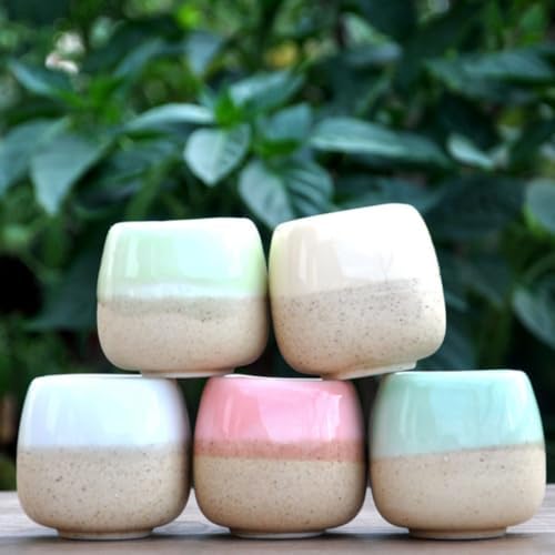 Abaodam 6pcs Mini Ceramic Flower Pot for Succulents and Bonsai, Light Green - Image 4