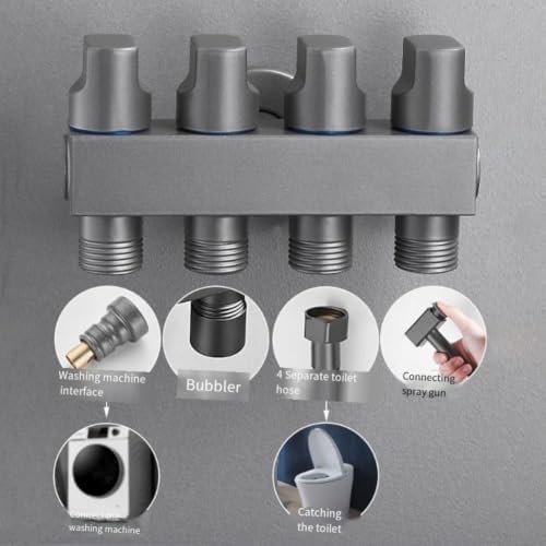 Brass Garden Hose Splitter 4 Outlet - Leak for proof Water Distributor with Flow Control Valves - Outdoor Faucet Manifold for Lawn Watering - 3/4 Inch Connection Black(Grey) - Image 6