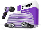 ESSENCE 5/8" 50ft Hybrid Purple Garden Hose – No-Kink Abrasion-Resistant with Durable Aluminum Fittings & Spray Nozzle, Ideal for Intensive Home & Garden Watering by Yunigo